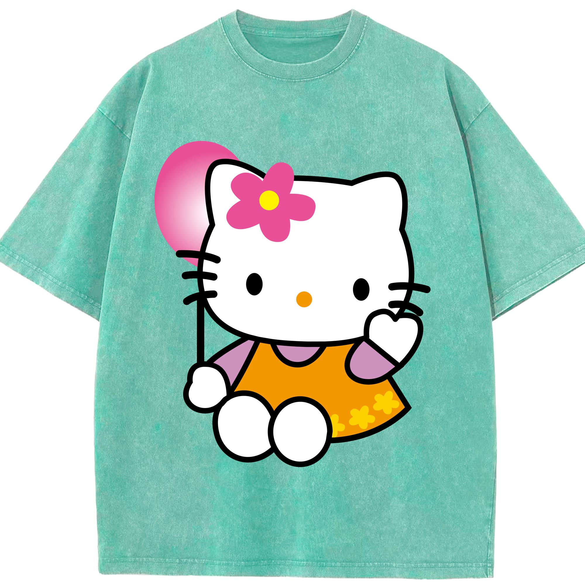 （画像用） Hello Kitty ハローキティ 綿100% ヴィンテージ風 半袖Tシャツ（フロントプリント）